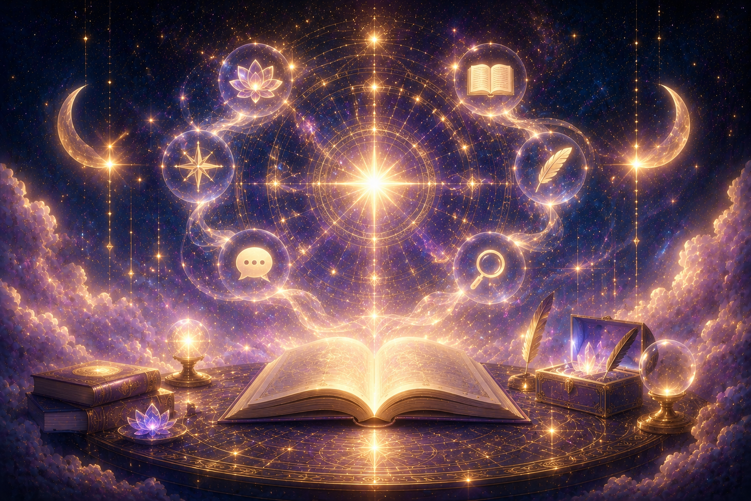 宇宙の響きと光が広がるチャネリングの挿し絵