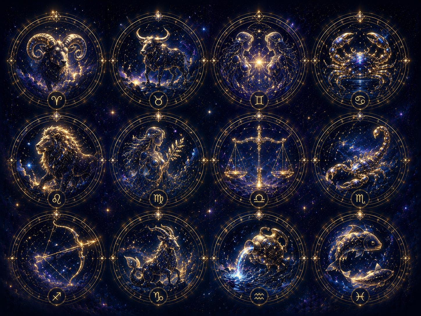 宇宙の星座が並ぶ幻想的な挿し絵